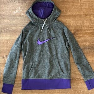 Nike “Swoosh Out All Time” Therma-FIT Gray and Purple Hoodie Size Medium